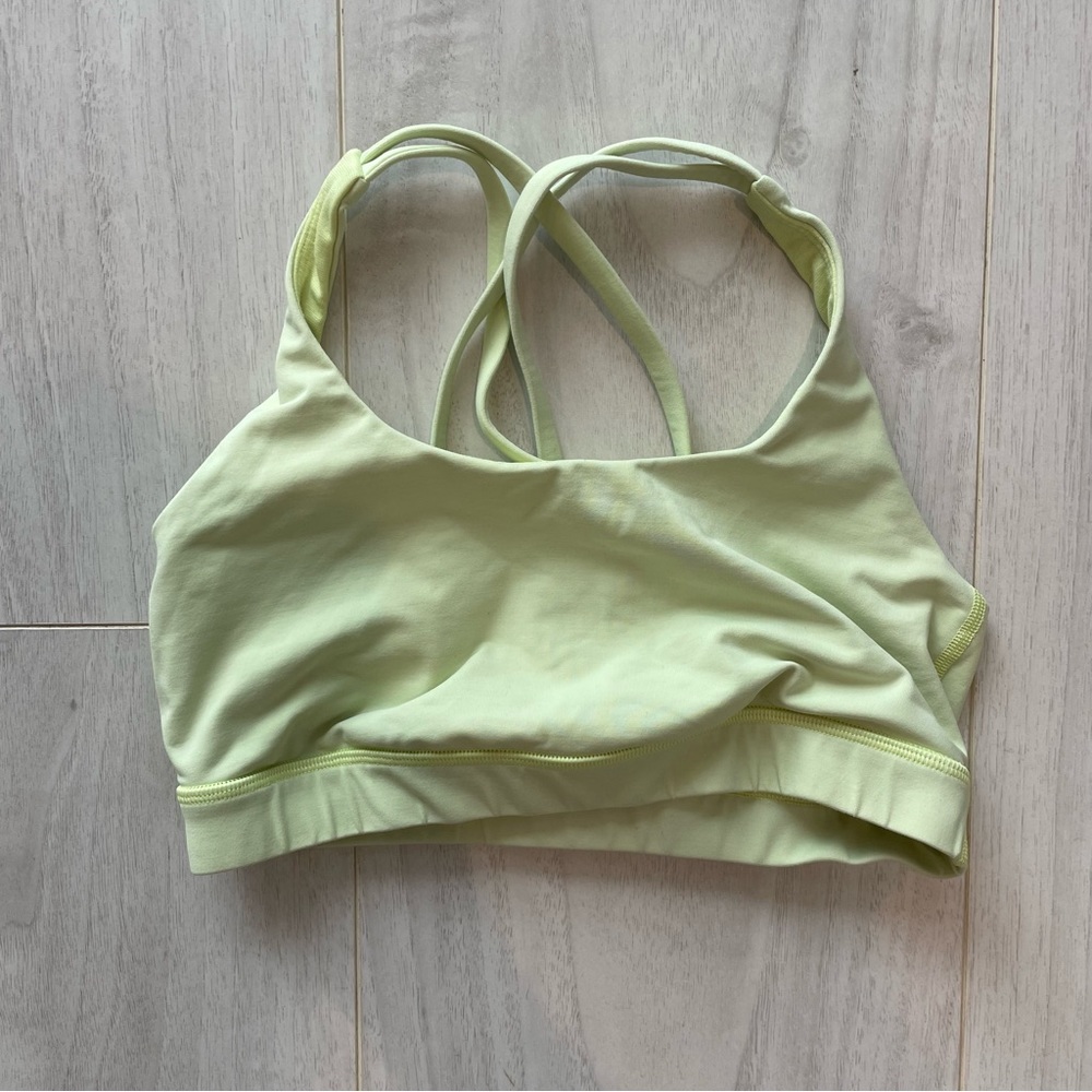 Green/Yellow Cross back sports bra Lululemon